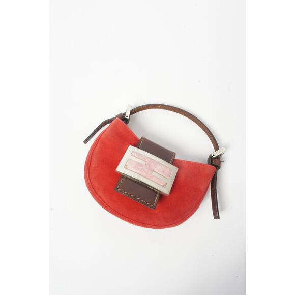 Fendi Red Mini Suede Micro Croissant Bag - Picture 1 of 7
